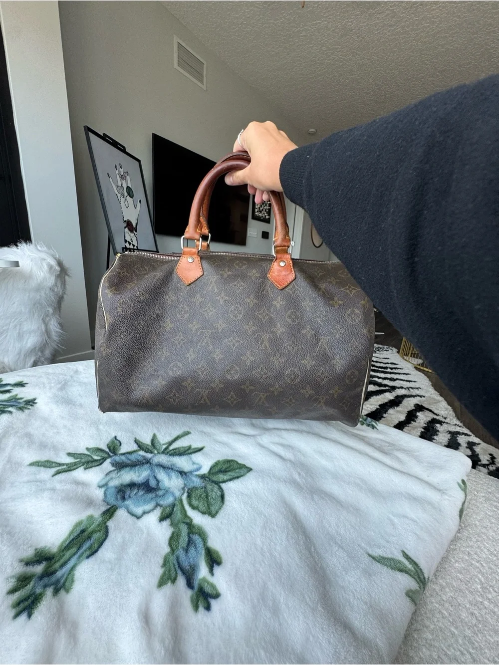 Louis Vuitton Monogram Canvas Satchel in Brown with Tan Trim